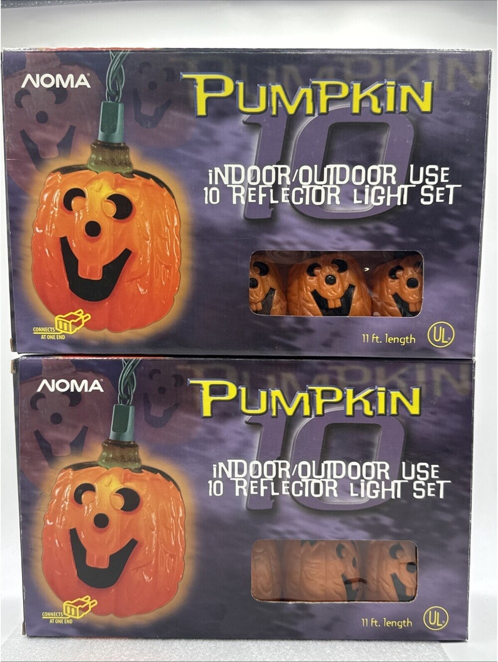 2 - Noma Blow Mold Pumpkin Lantern String Lights Indoor/outdoor Superbright Sets